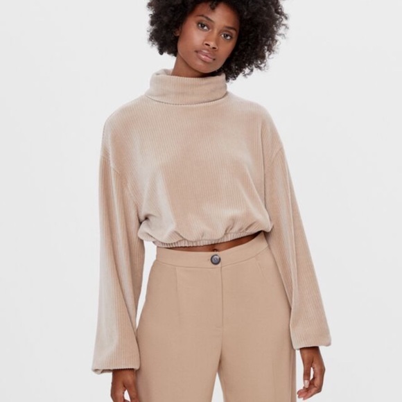 Bershka Corduroy Turtleneck Sweater 